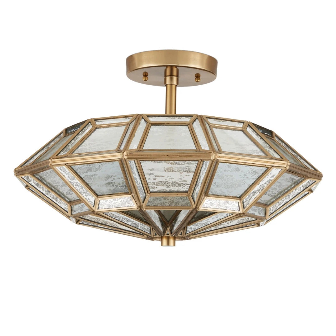Mercury Glass Gold Semi Flush Mount