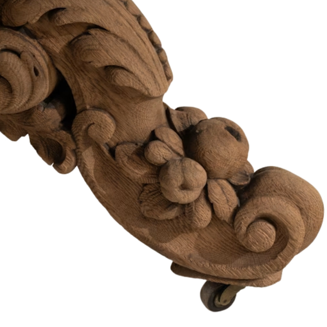 Grand Château Carved Oak Pedestal Dining Table, Circa 1880