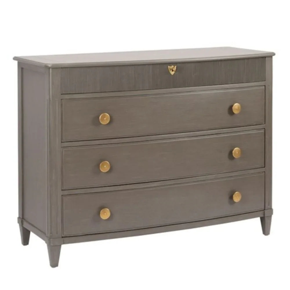 grey dresser with gold handles Curved Front 3-Drawer French Country Chest Off the Shoulder Burgundy knot detail Size:XXL 46 - 18 ½ Legs fitted with non