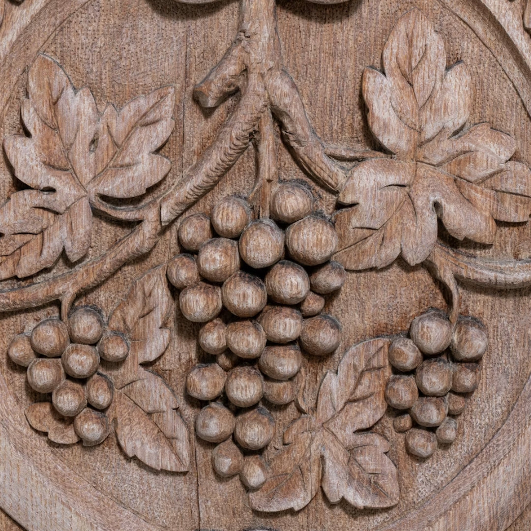 Grapevine Ornately Carved Manor Oak Buffet, Circa 1860