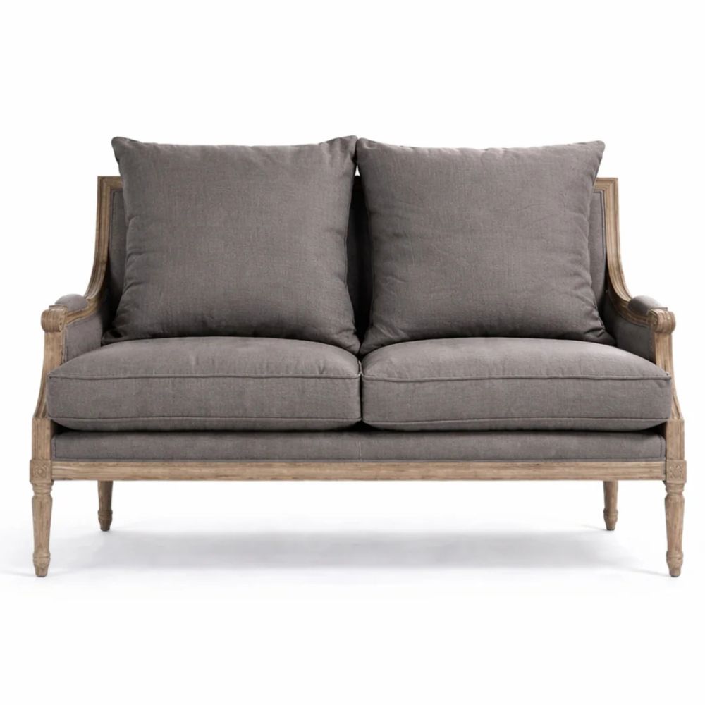 Modern Gray French Louis Settee