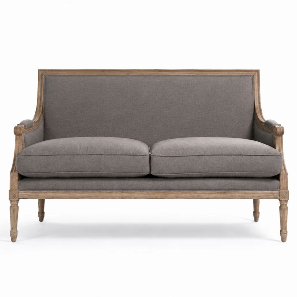 French Gray Louis Settee
