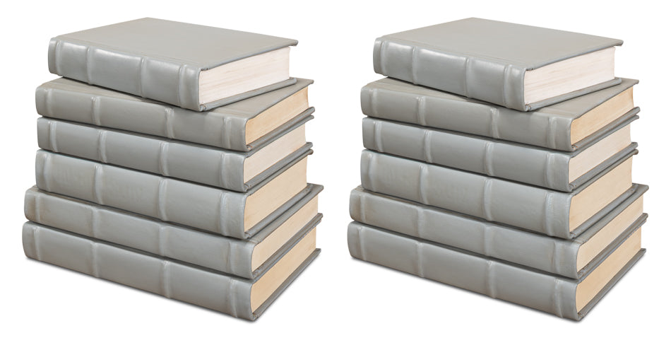 Gray Leather Bound Decorative Books