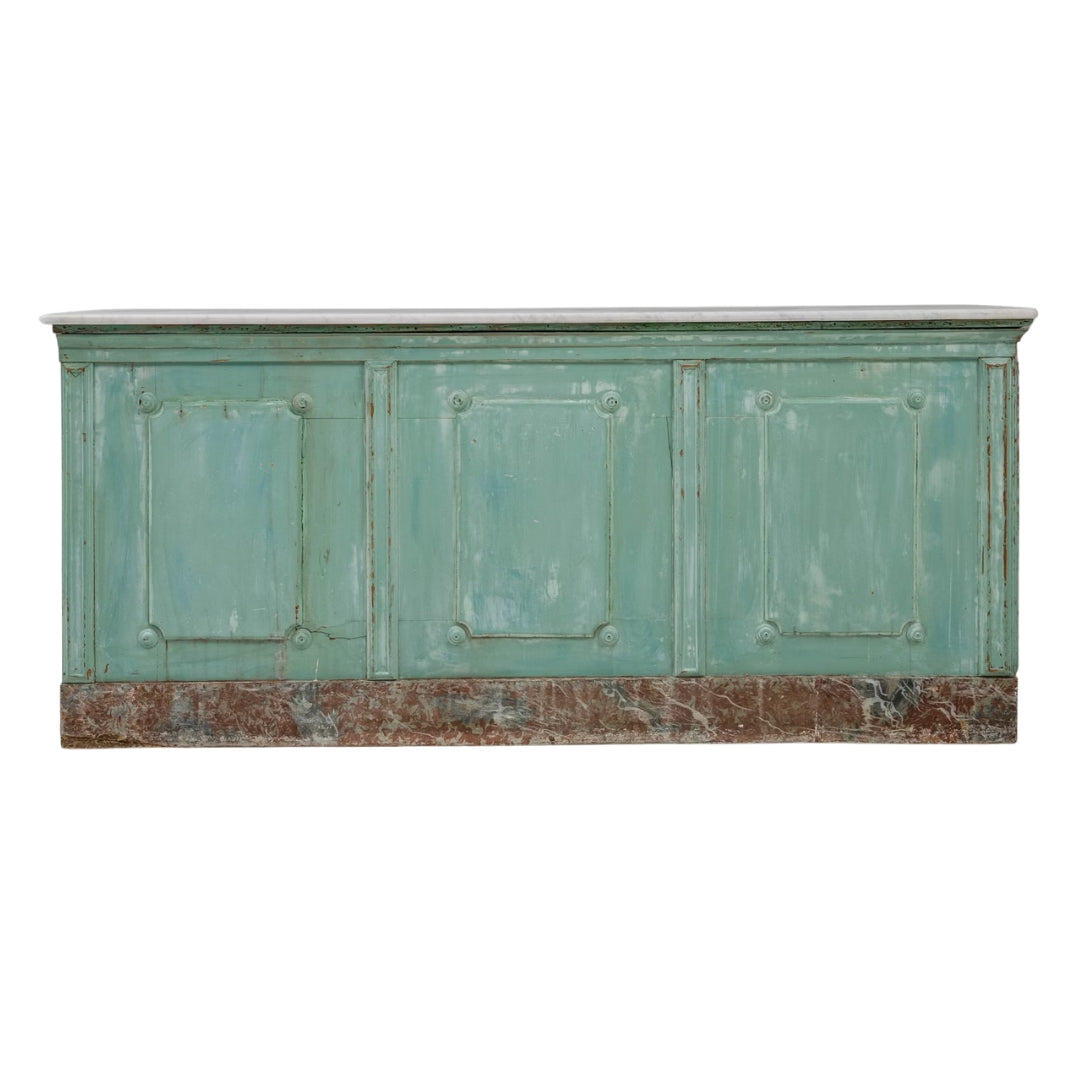 French Country Green Marble Top Buffet, Circa 1850