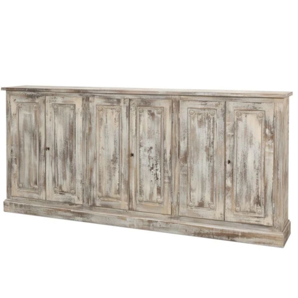 Grey Oak Long French Louis Sideboard
