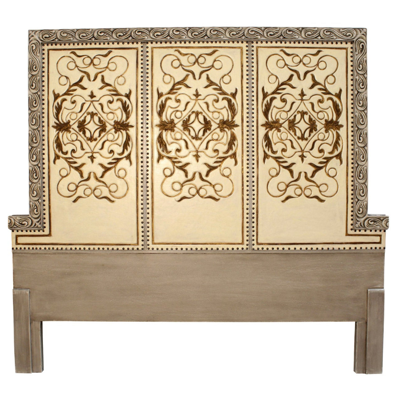 Hand-Carved Baroque Leather Headboard