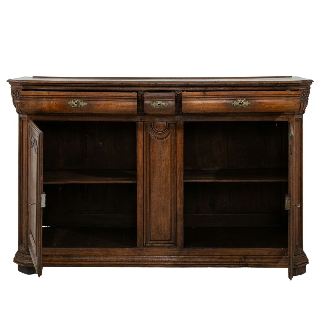 Antique French Provincial Carved Walnut Buffet, Circa 1880
