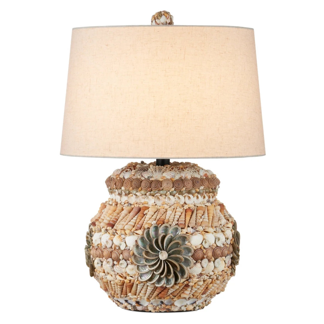 Handcrafted Seashell Swirl Terracotta Table Lamp