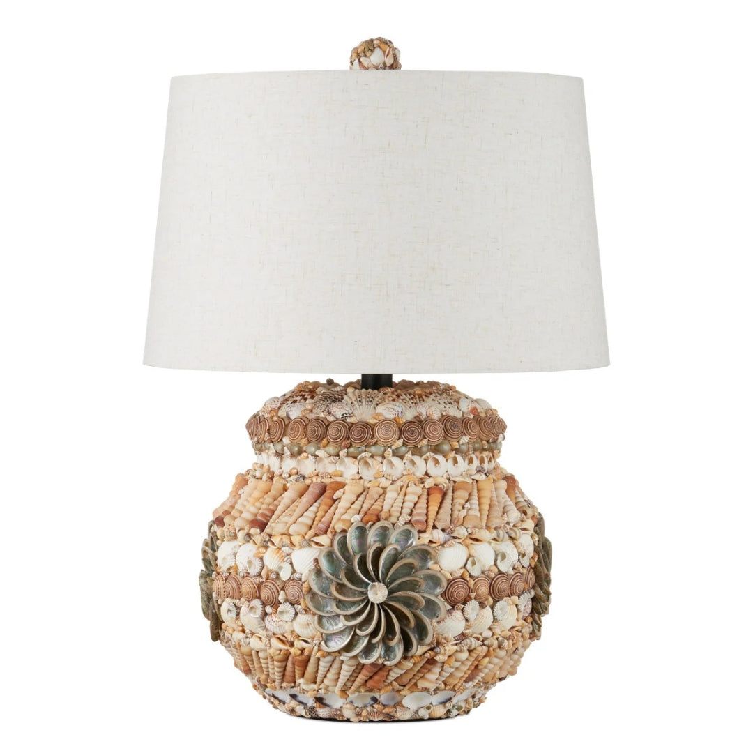 Handcrafted Seashell Swirl Terracotta Table Lamp