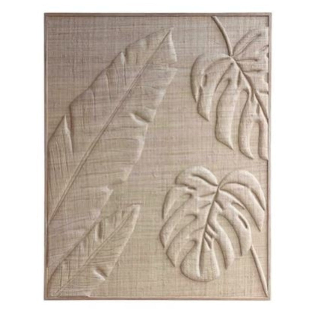 Handwoven Grass Fiber Tropical Leaves Wall Art