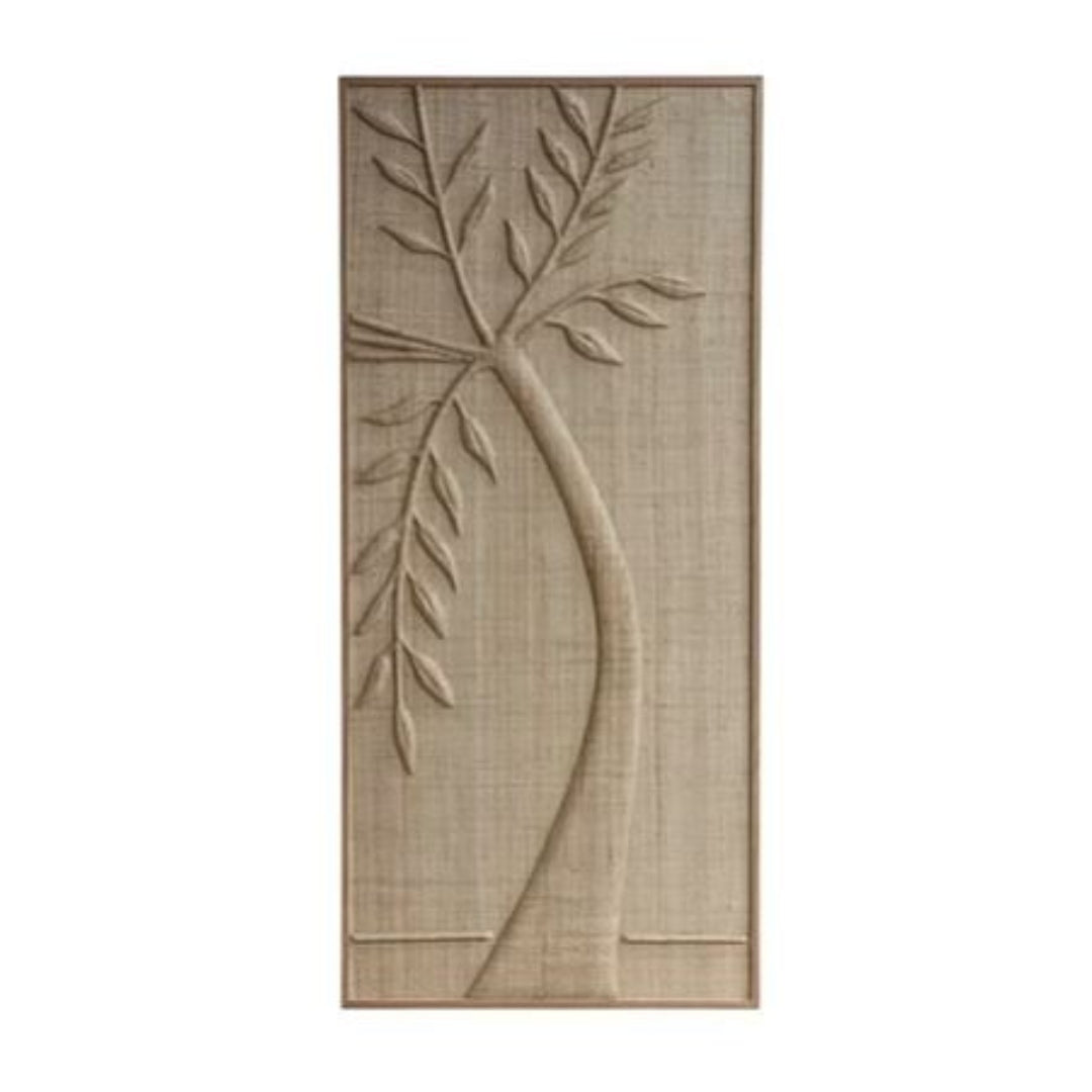 Handwoven Grass Fiber Leafy Palms Wall Art