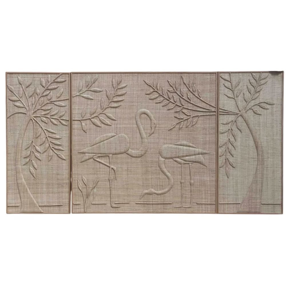 Handwoven Grass Fiber Leafy Palms Wall Art