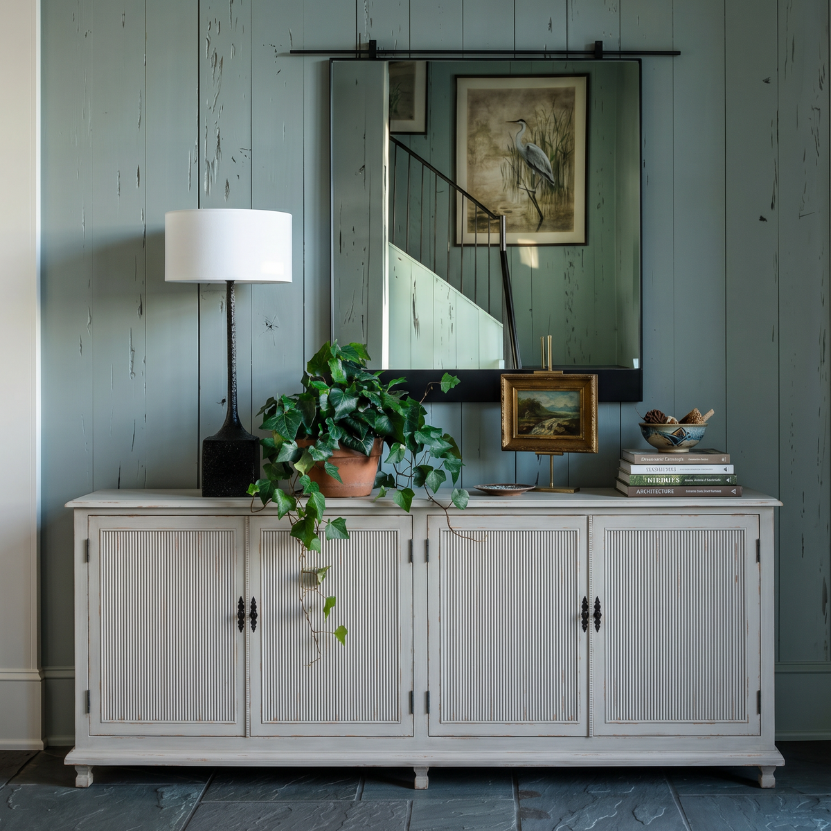 Harper Reeded Light Gray Sideboard