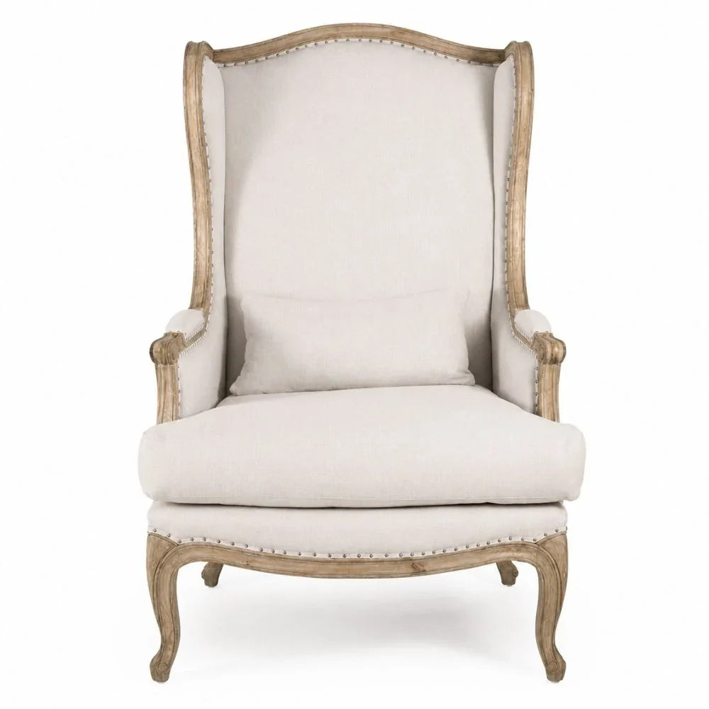 Haute Couture French Burlap and Linen Accent Chair
