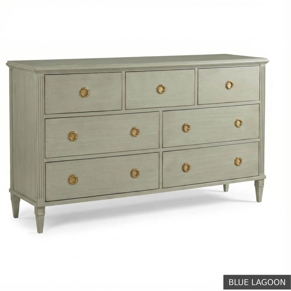 White Heirloom French Seven Drawer Dresser