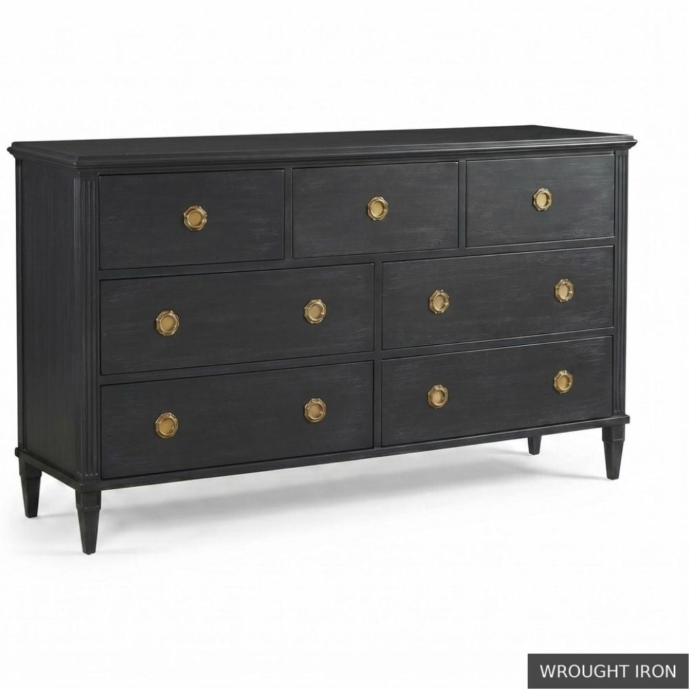 White Heirloom French Seven Drawer Dresser