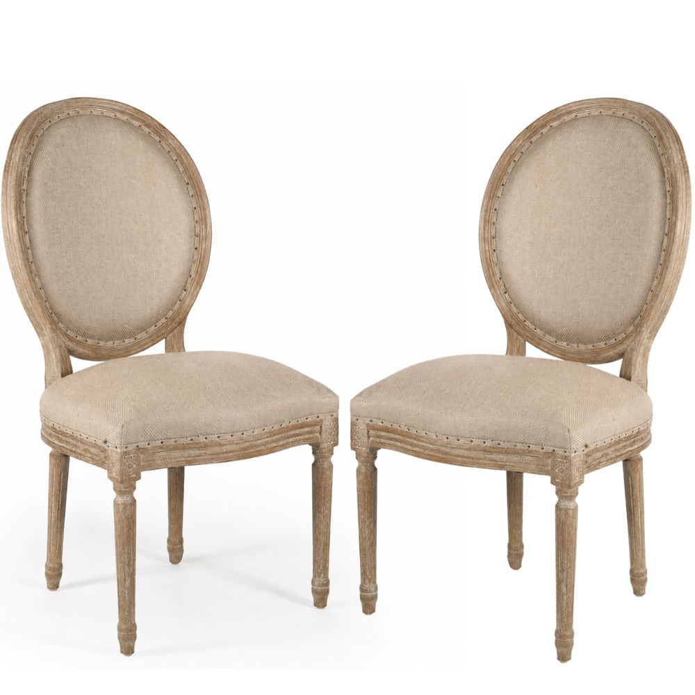 Hemp Round Back Louis Side Chair