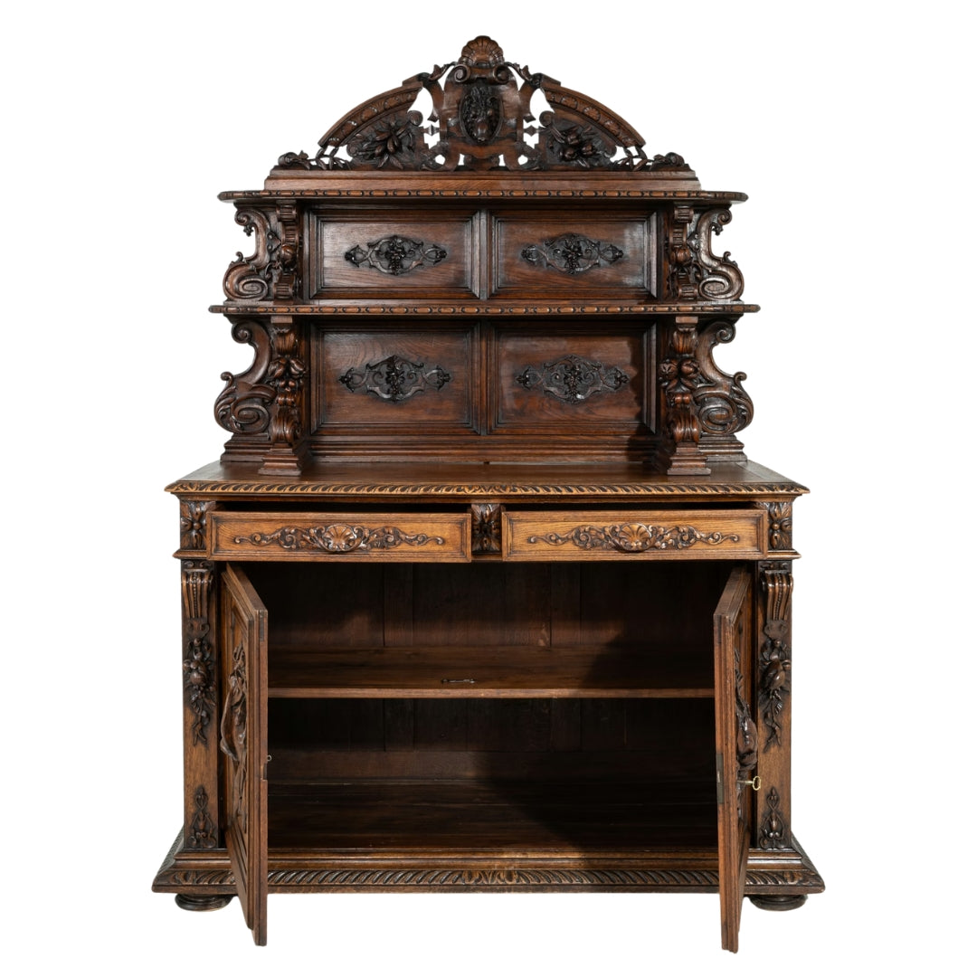 Henri II French Vaisselier Hutch Cabinet, Circa 1880