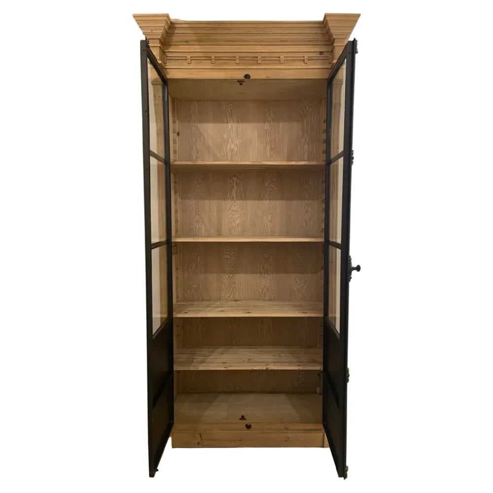Cathedral Pane Iron Front Display Cabinet