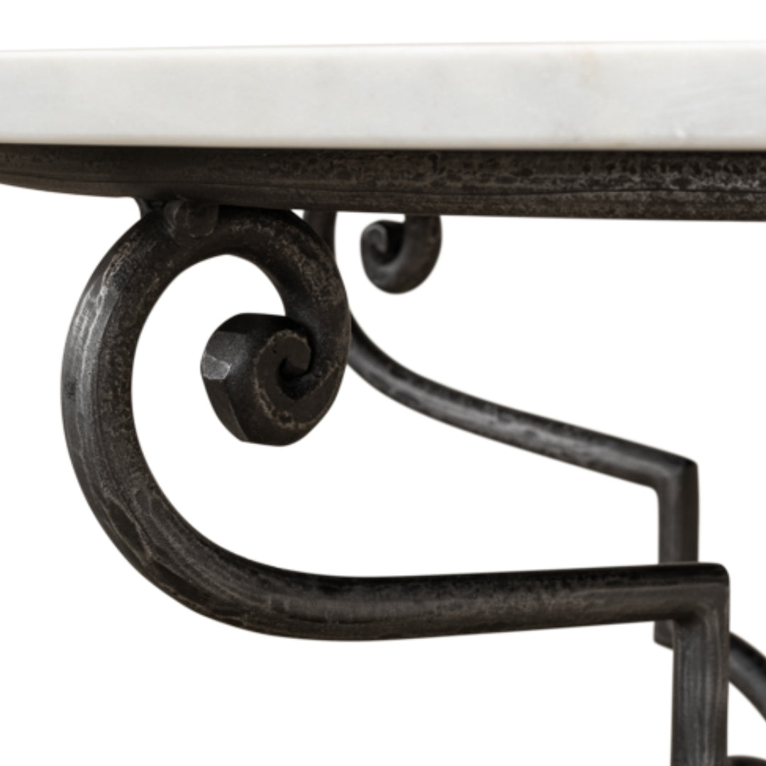 Iron Scroll Base Accent Table
