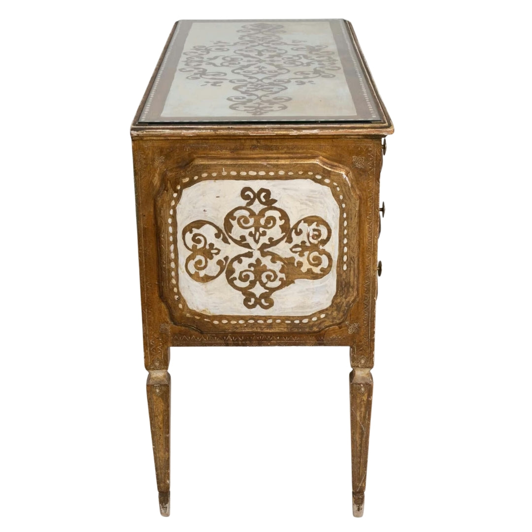 Italian Inlaid Console Chest, Circa 1960