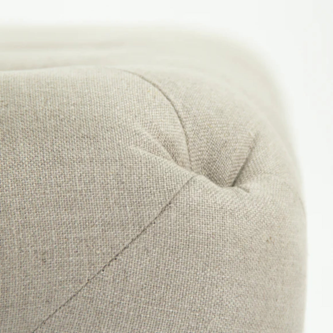 Classic Tufted Linen Square Ottoman