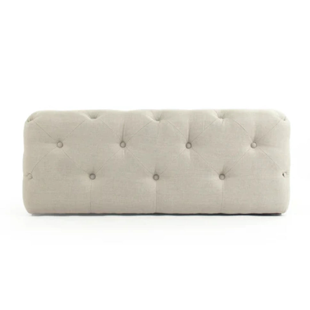 Classic Tufted Linen Square Ottoman