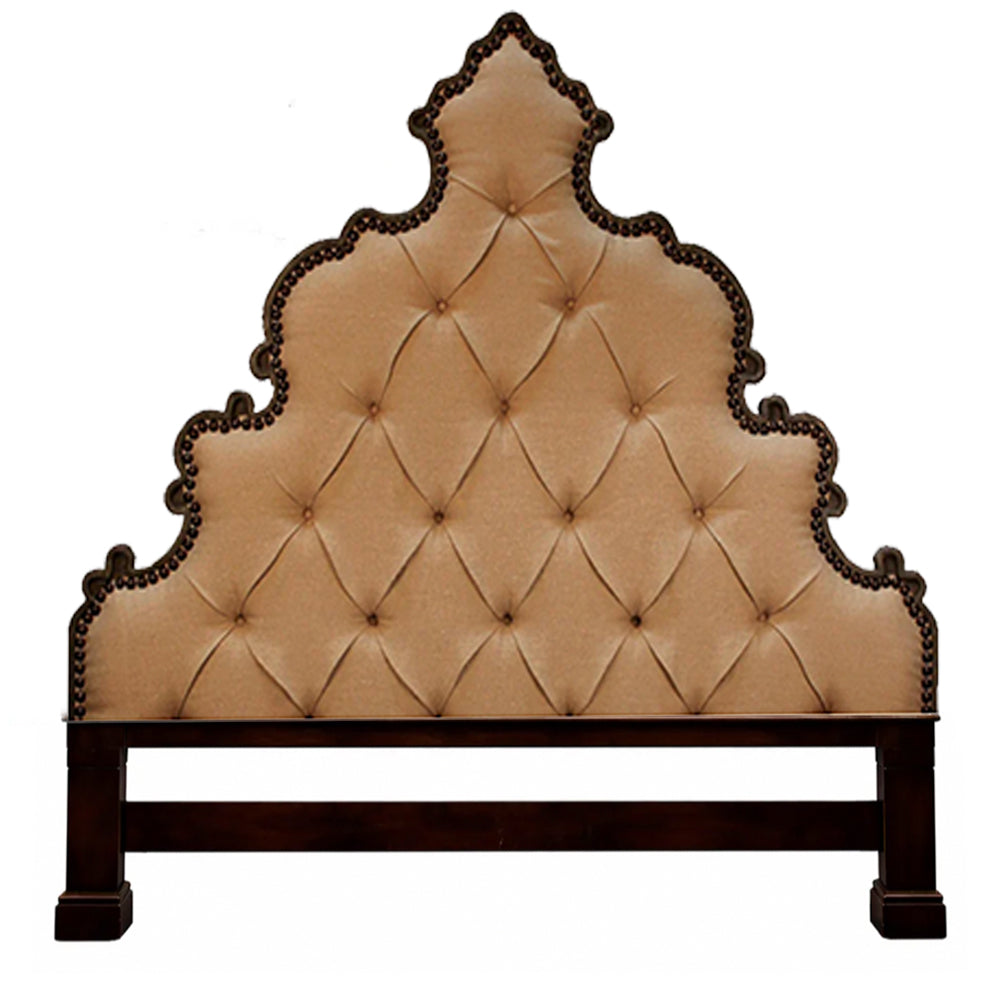 Regal Ornately Carved Jute Tufted Bed