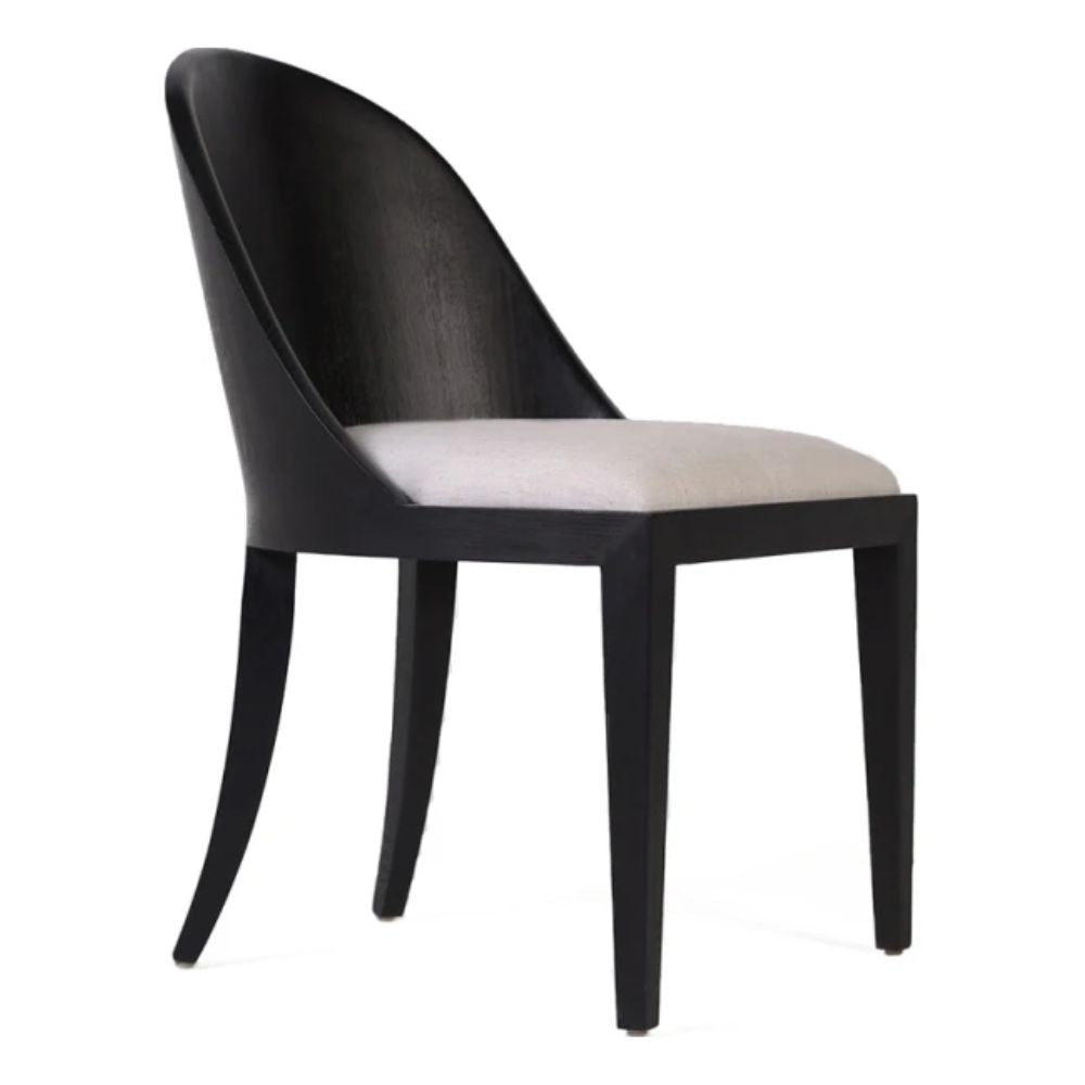 Laurent Black Oak Curved Back Dining Chair