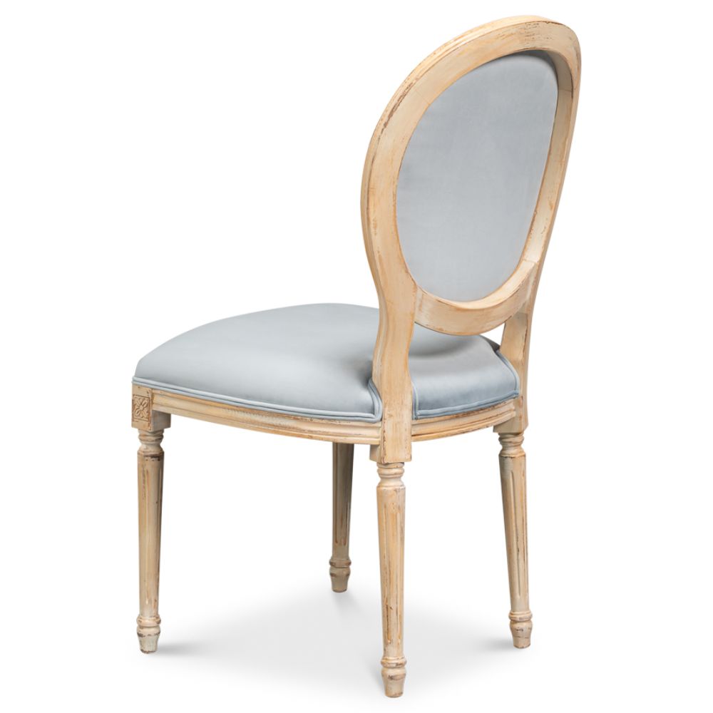 Light Blue Velvet Medallion Dining Chairs - Pair