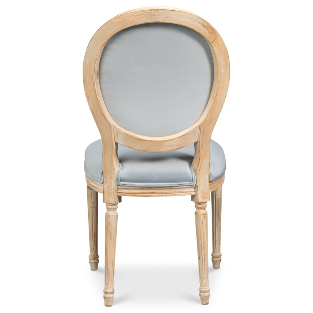 Light Blue Velvet Medallion Dining Chairs - Pair