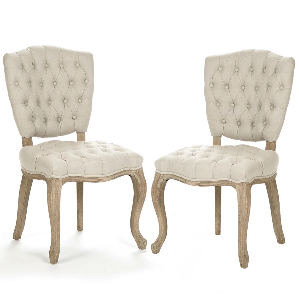 Natural Linen Piaf Side Chairs - Set