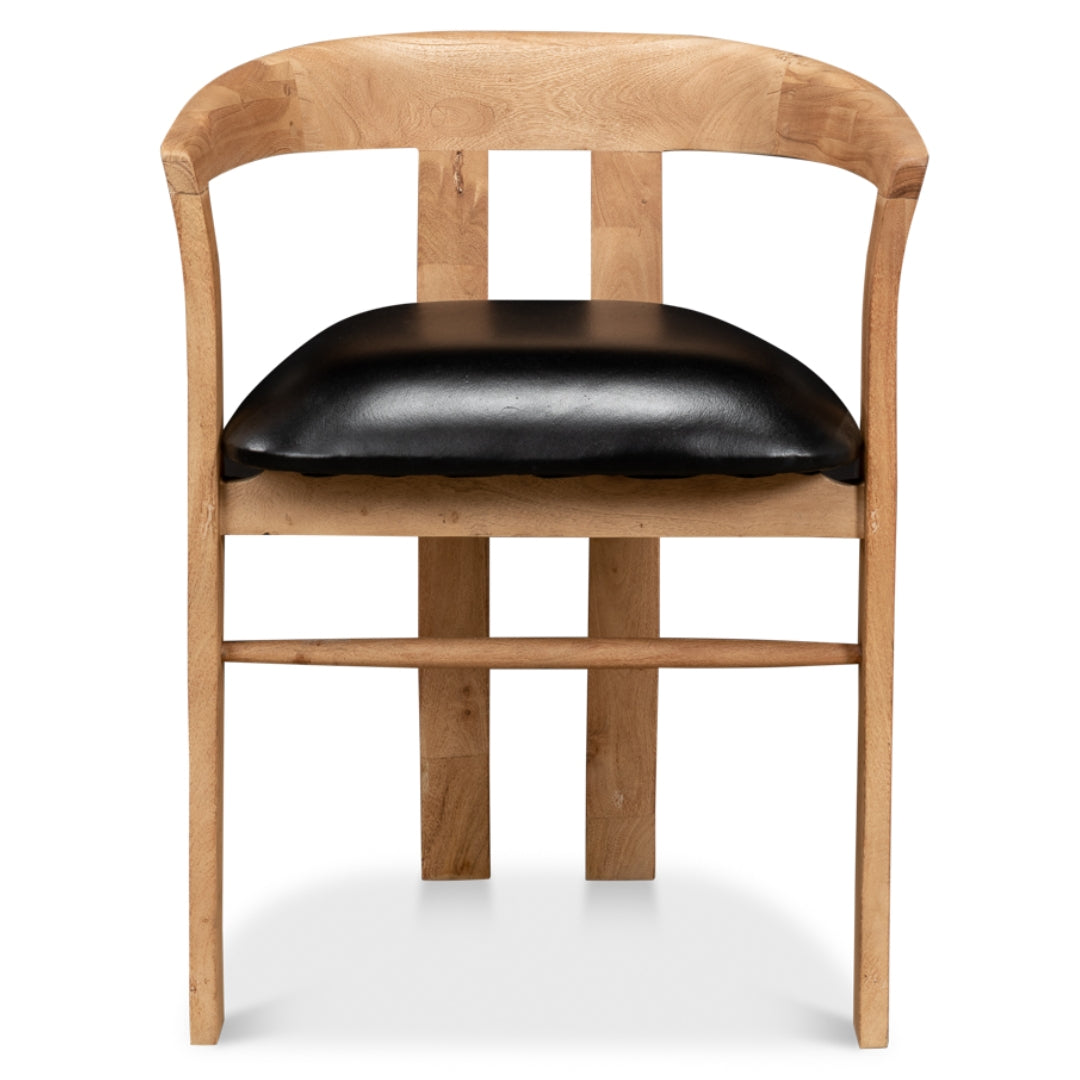 Arden Wood and Leather Barrel Chair