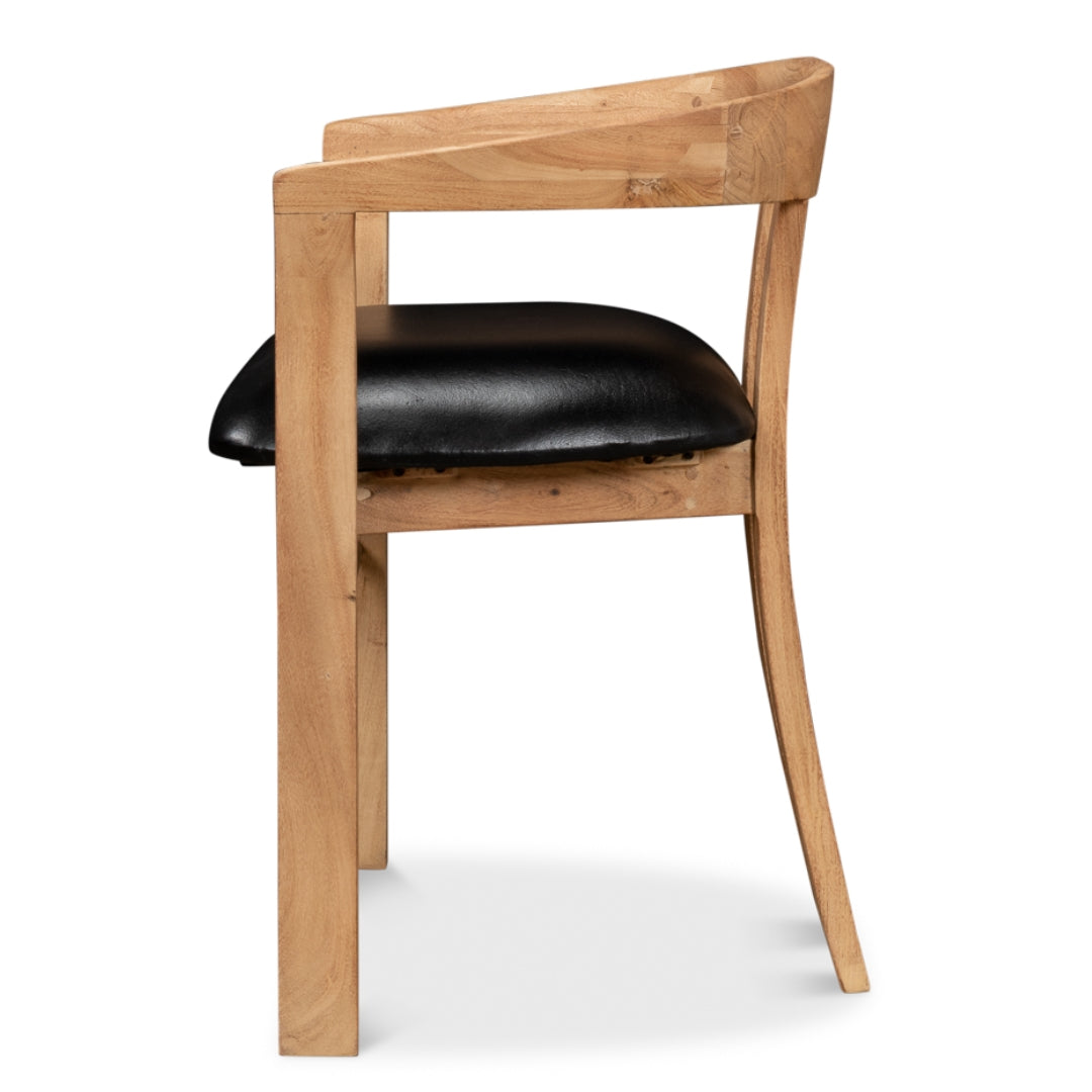 Arden Wood and Leather Barrel Chair