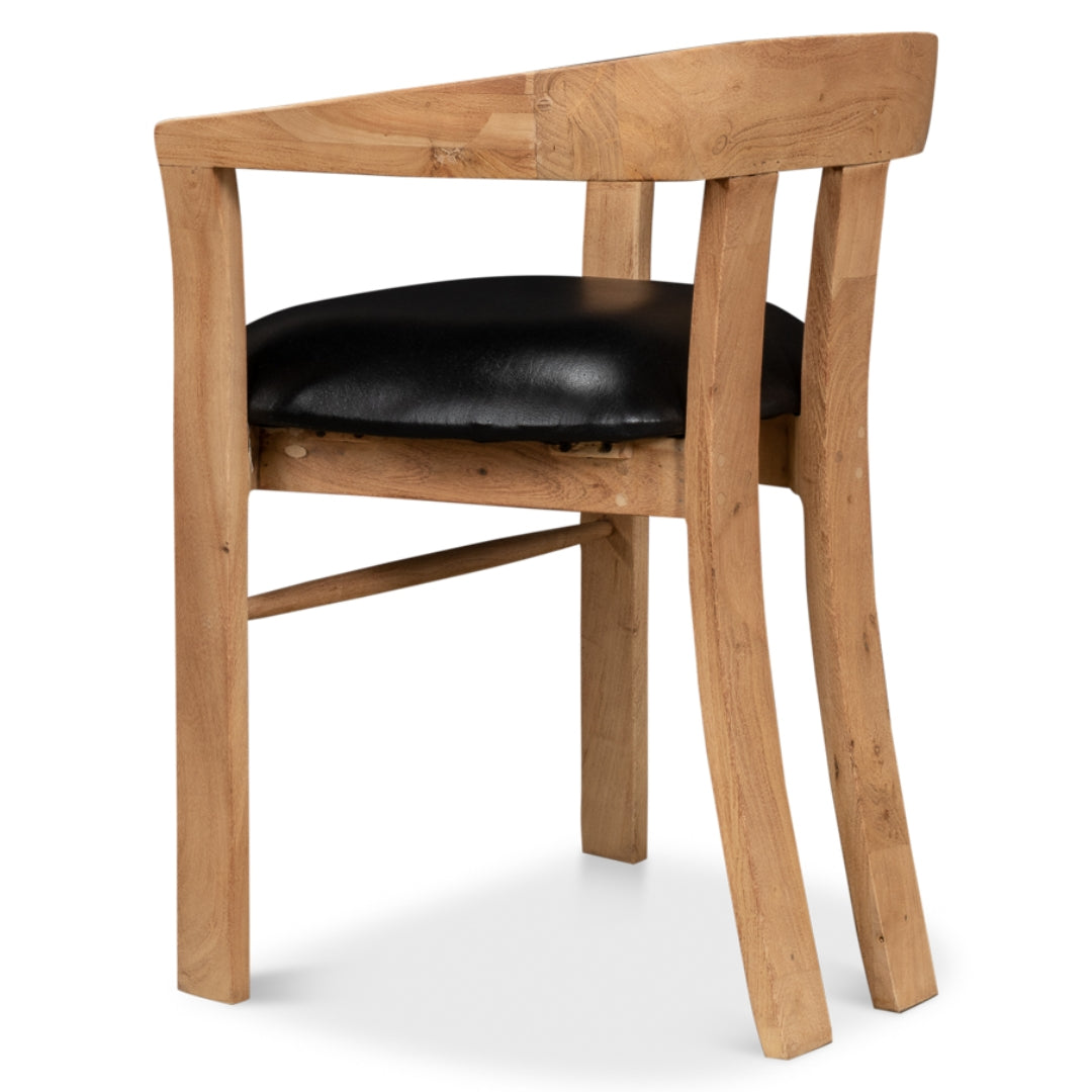Arden Wood and Leather Barrel Chair