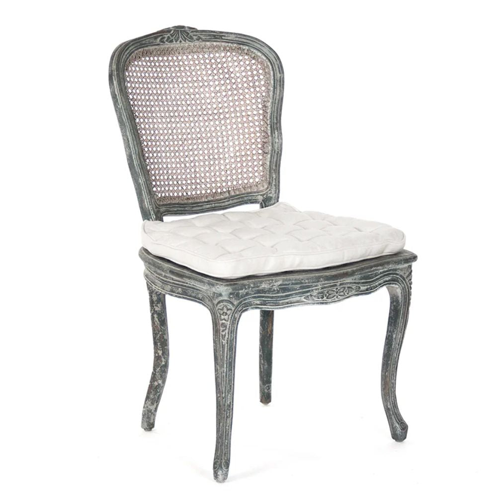 Lisette French Blue Gray Cane Back Side Chair