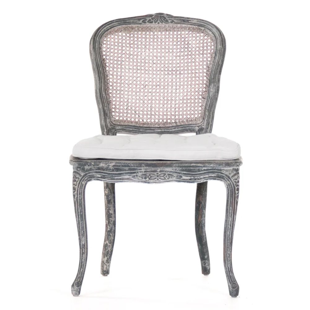 Lisette French Blue Gray Cane Back Side Chair