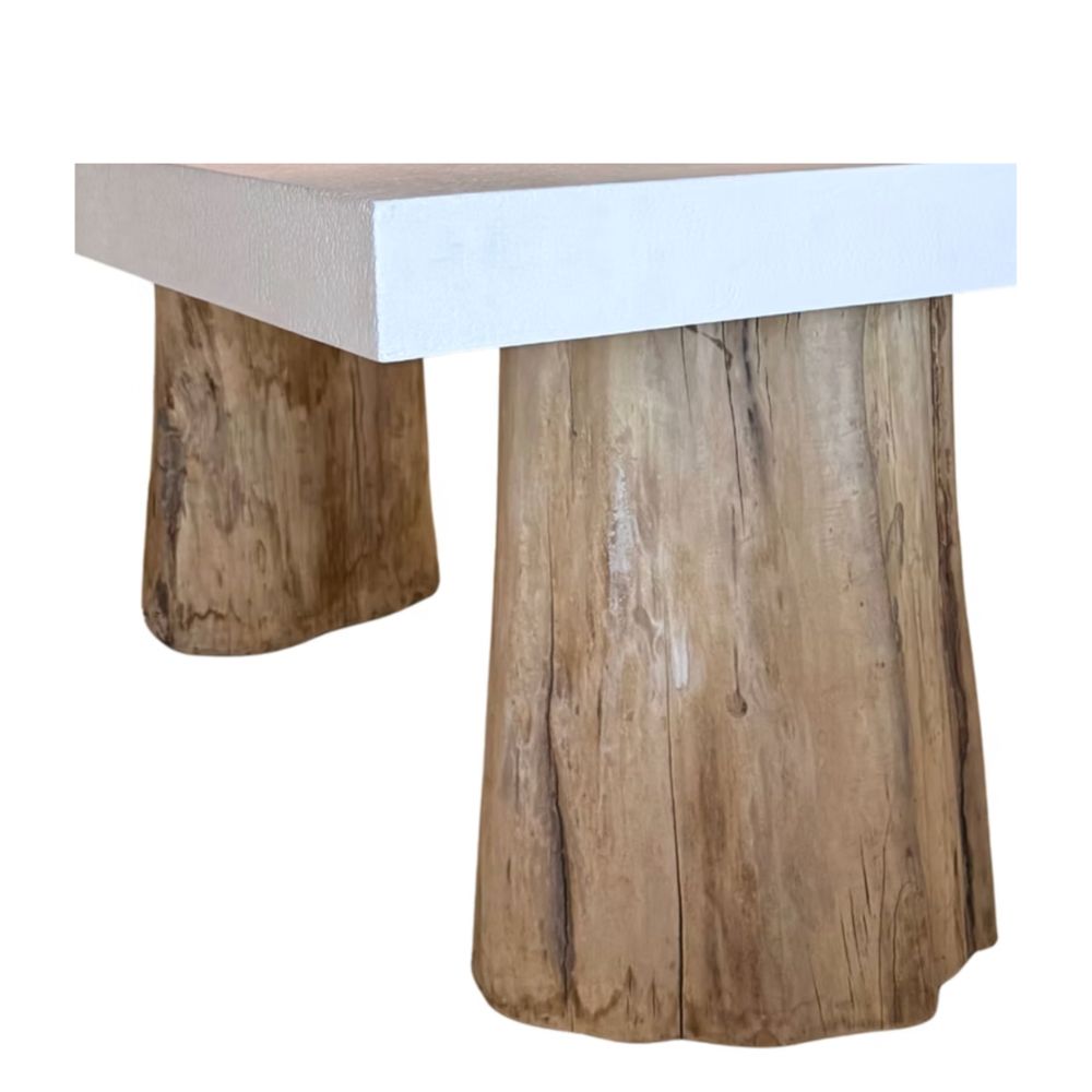Log & Cement Outdoor Dining Table