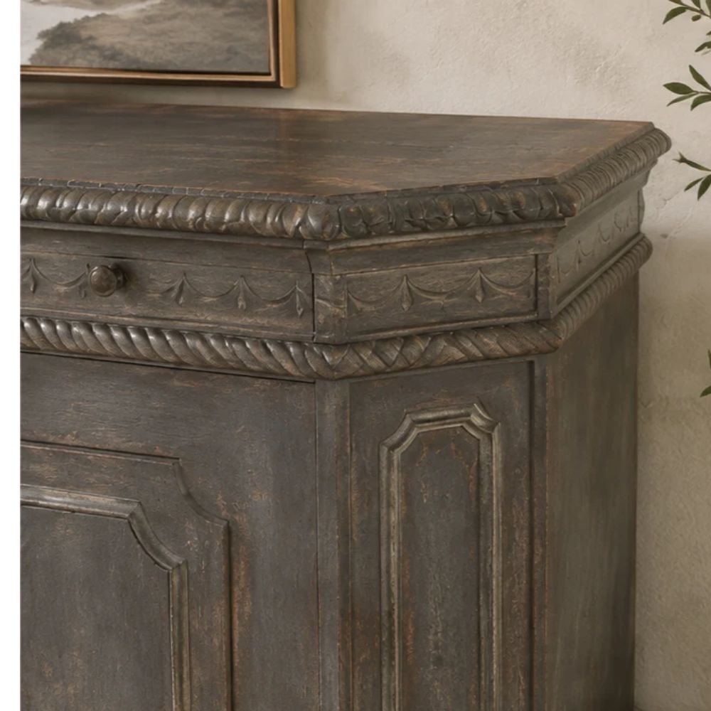 London Smoke Carved Wood Sideboard