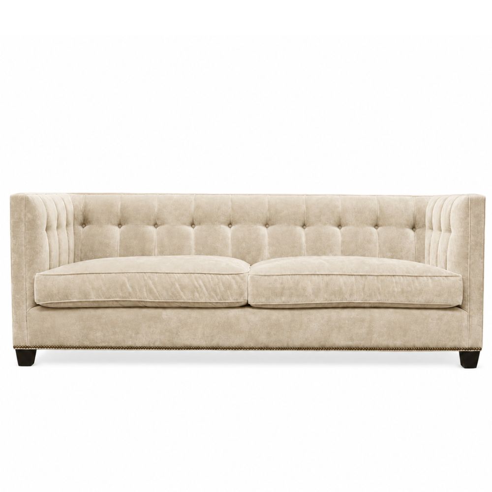 Luxe Tufted Cream Velvet Sofa