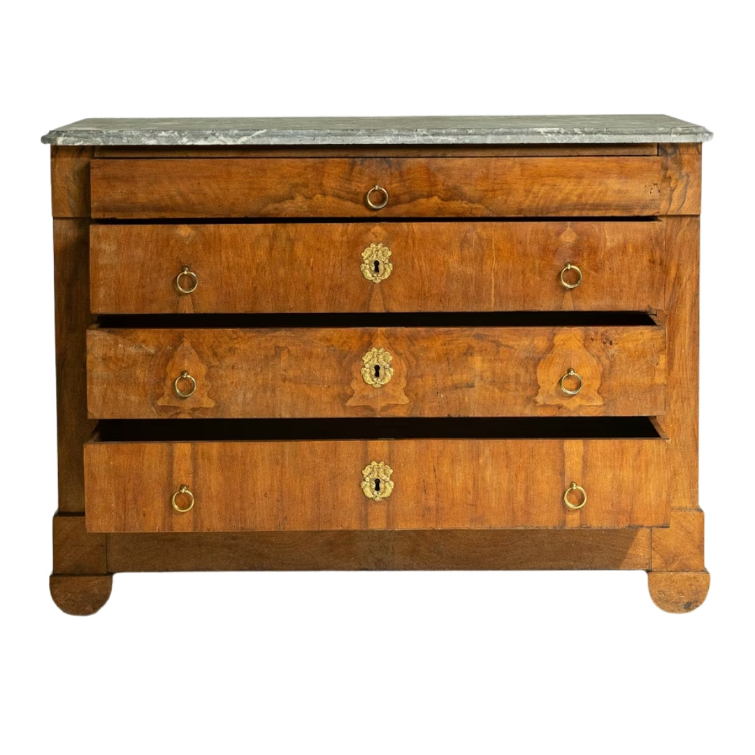 Green Marble Top Mahogany Chest, Circa 1880