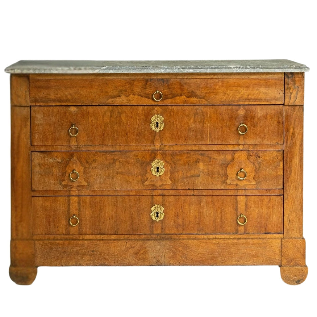 Green Marble Top Mahogany Chest, Circa 1880
