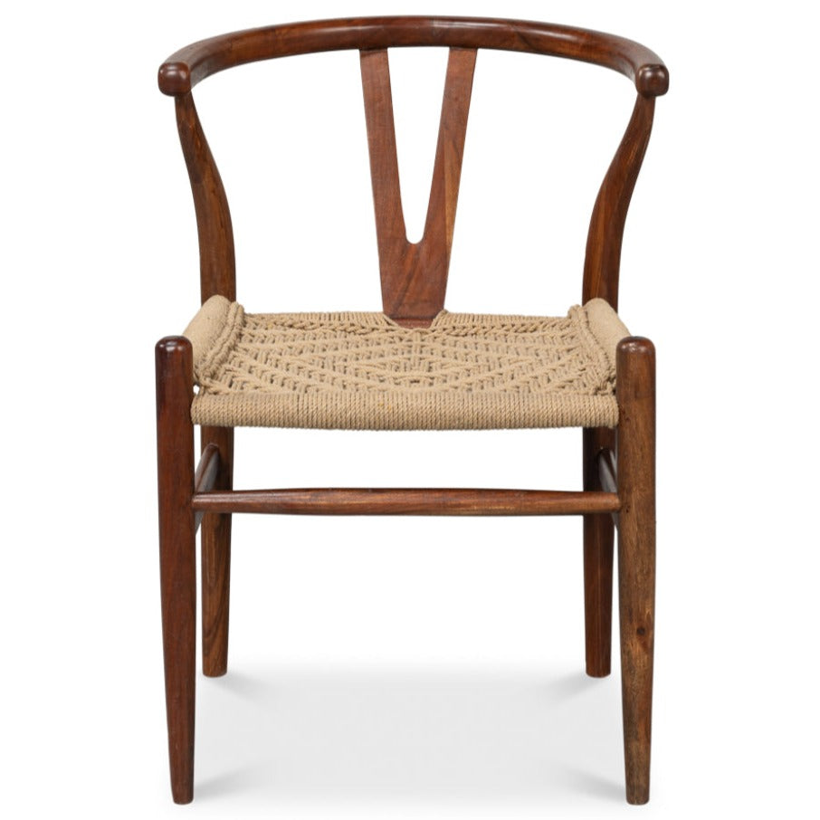 Brown Wishbone Rush Seat Chair