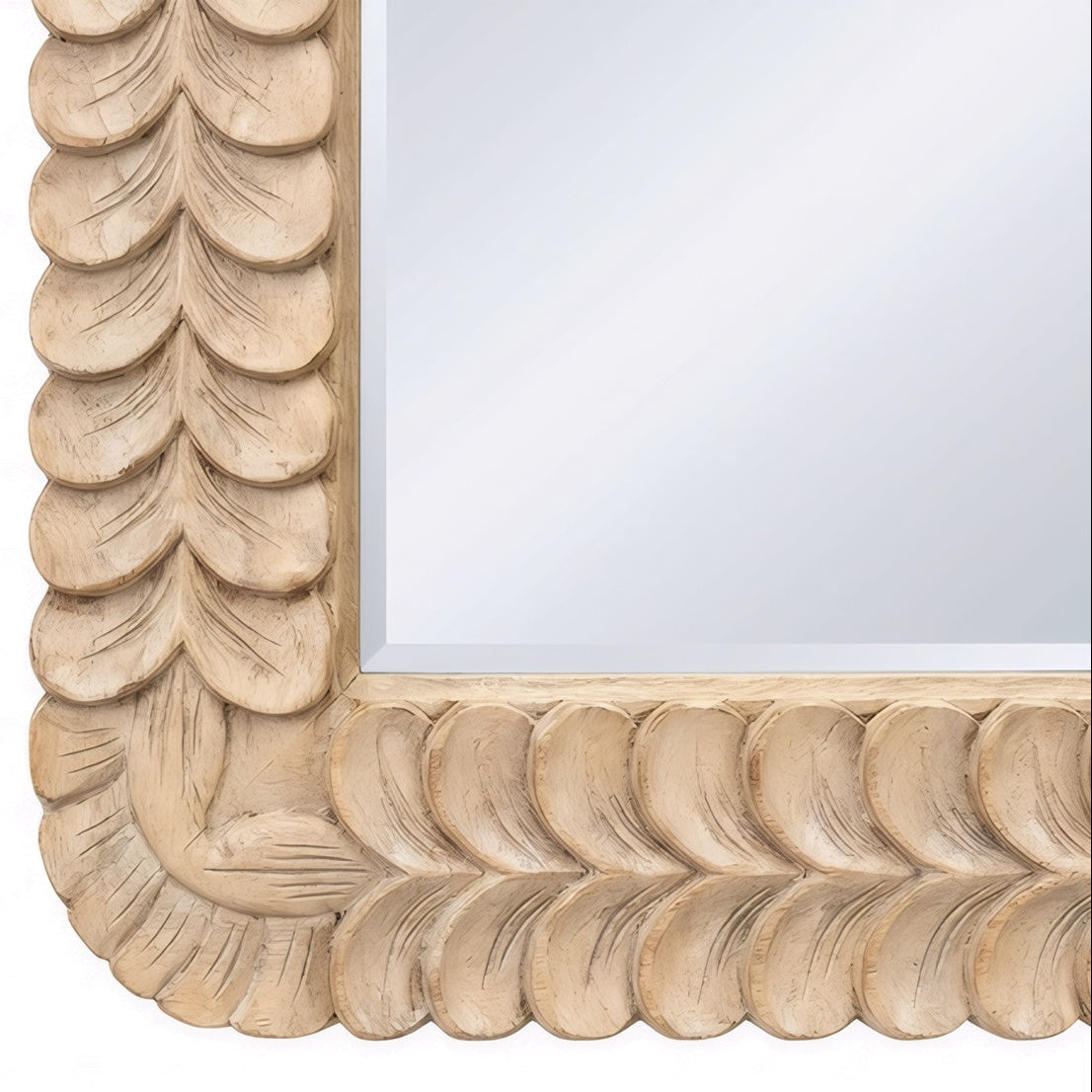 Marceline Hand Carved Scallop Wood Mirror