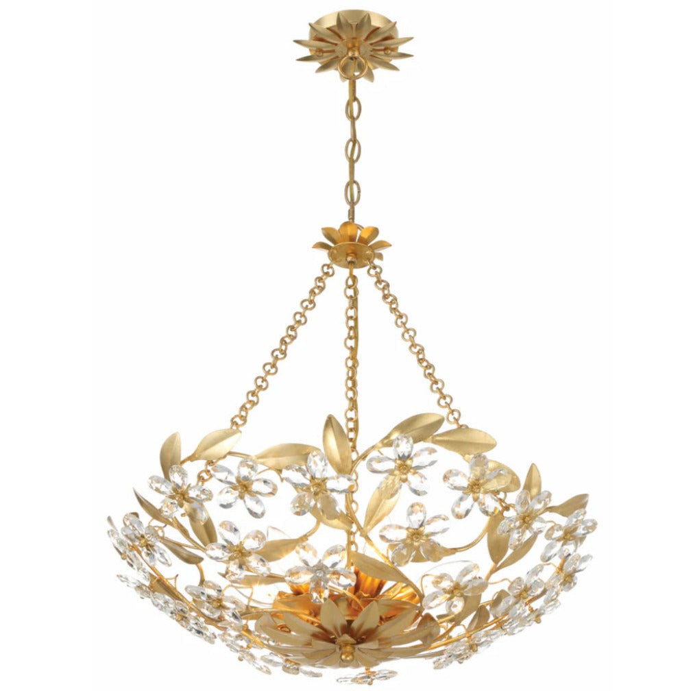 Floral Crystal and Gold Leaves Chandelier