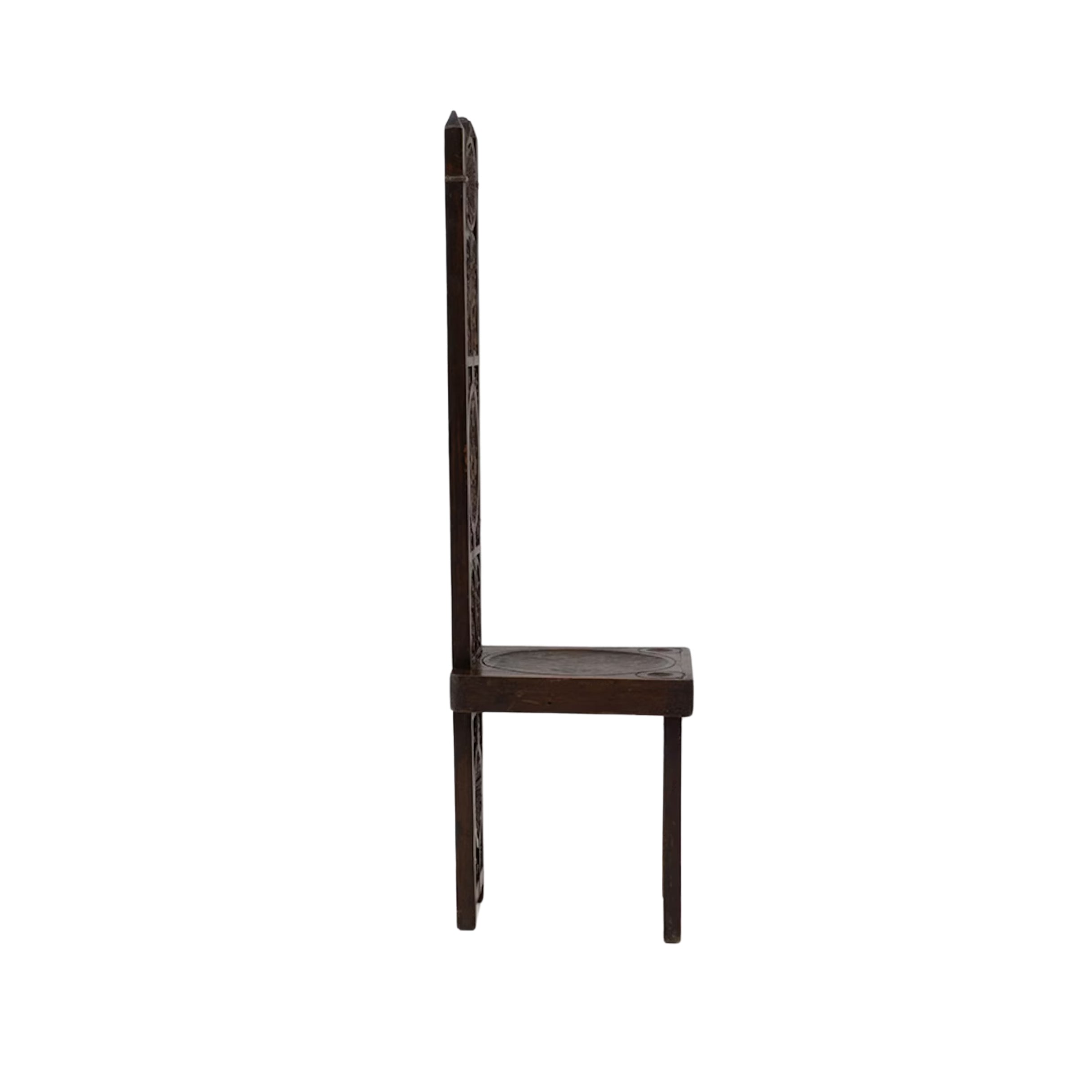Medieval-Style Carved High-Back Throne