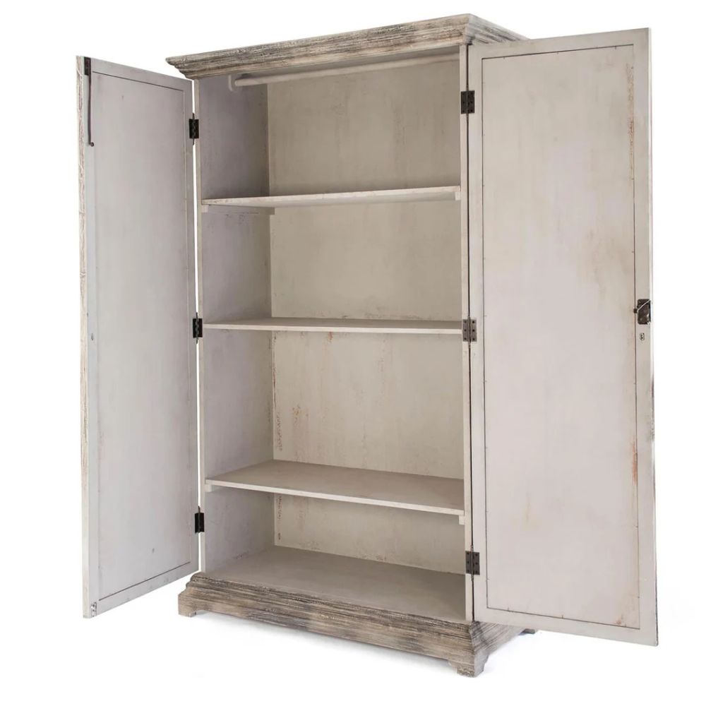 Mirrored Honeycomb Shelved Armoire