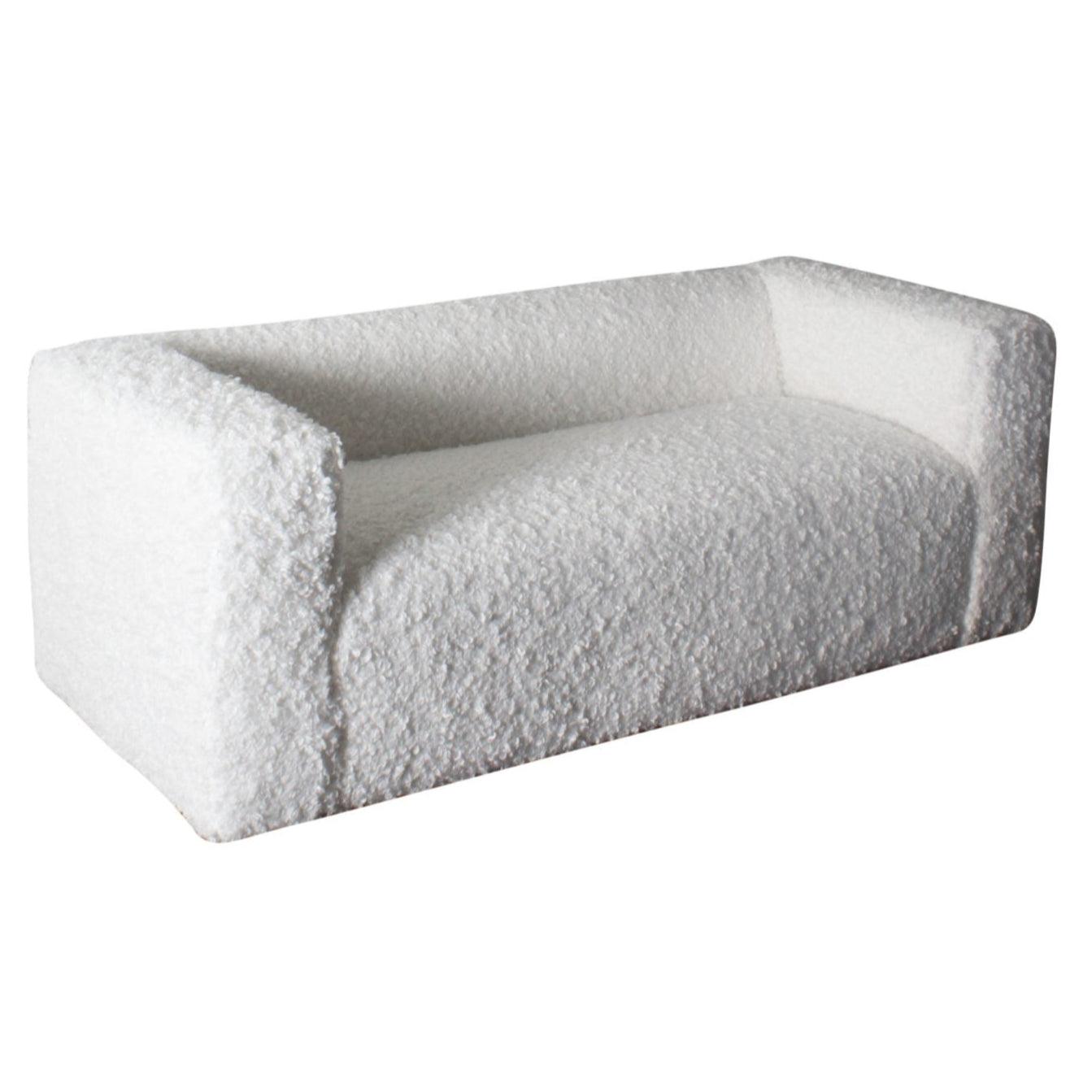 Plush Modern Sherpa Settee Sofa