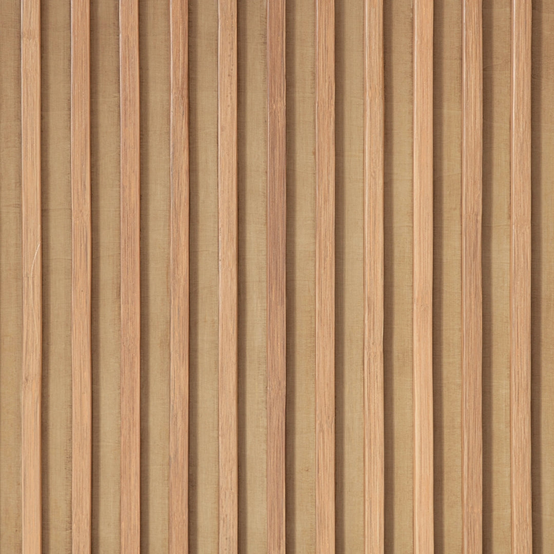 Modern Slatted Rattan Panel Bed