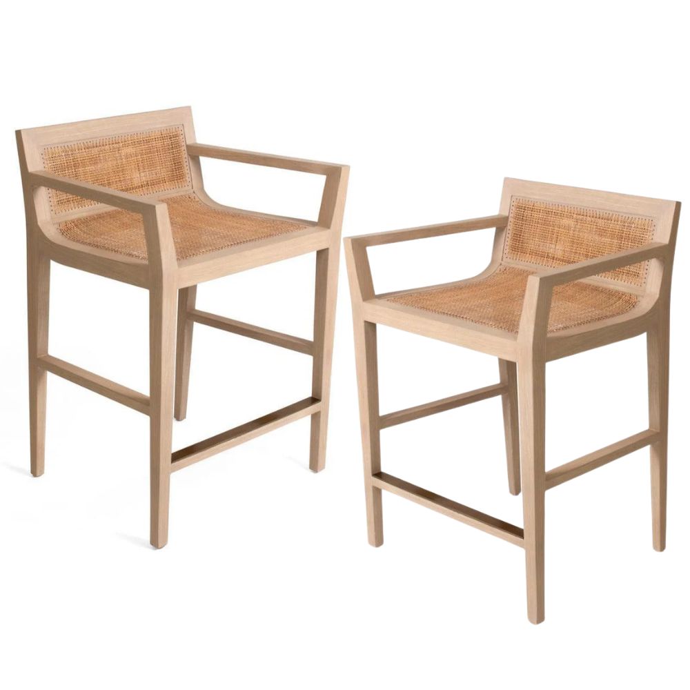 Modern Natural Rattan Curved Counter Stool